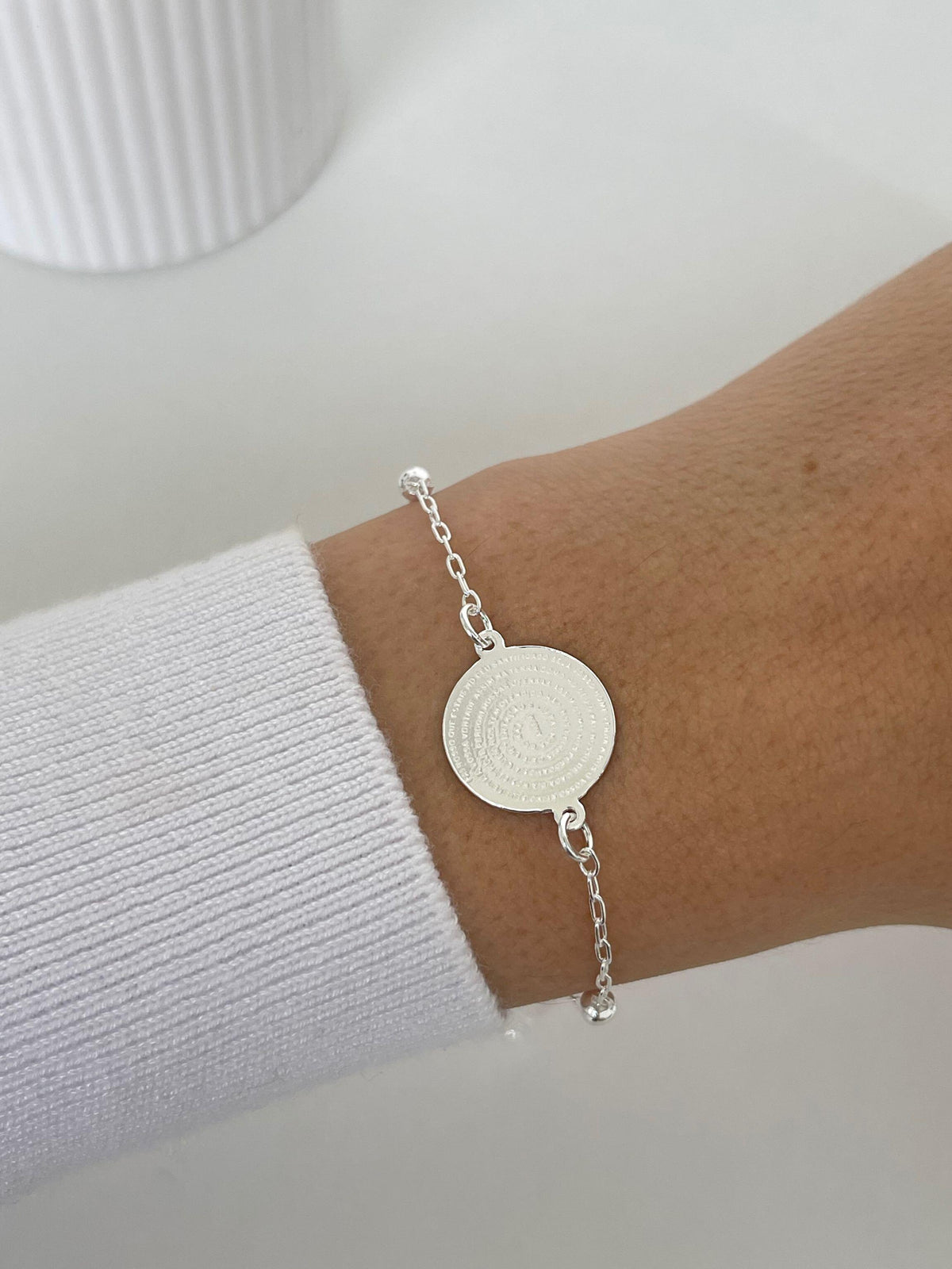 Pulseira 010 Pai Nosso corrente bolinhas pingente M