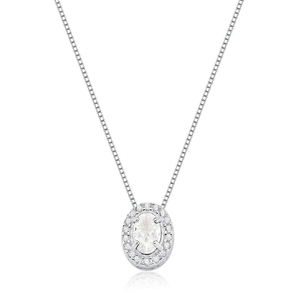 Colar 019 oval cristal 45cm