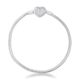 Pulseira 006 berloque Coração Cravejado 2.4MM Maleável 18 cm