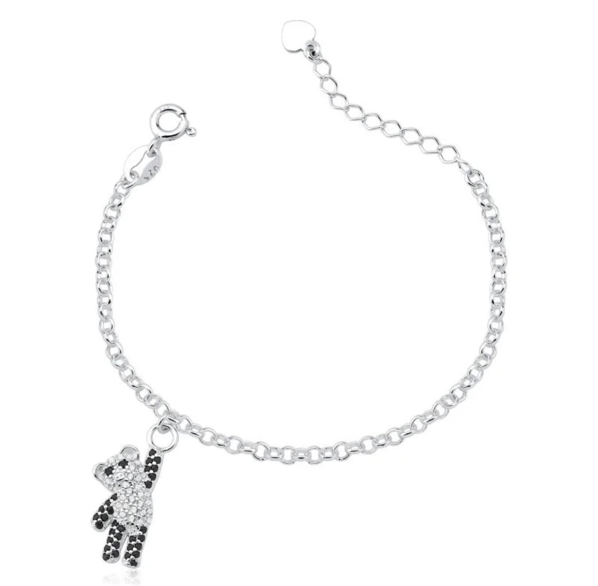 Pulseira 005 infantil 12 cm urso panda cravejado