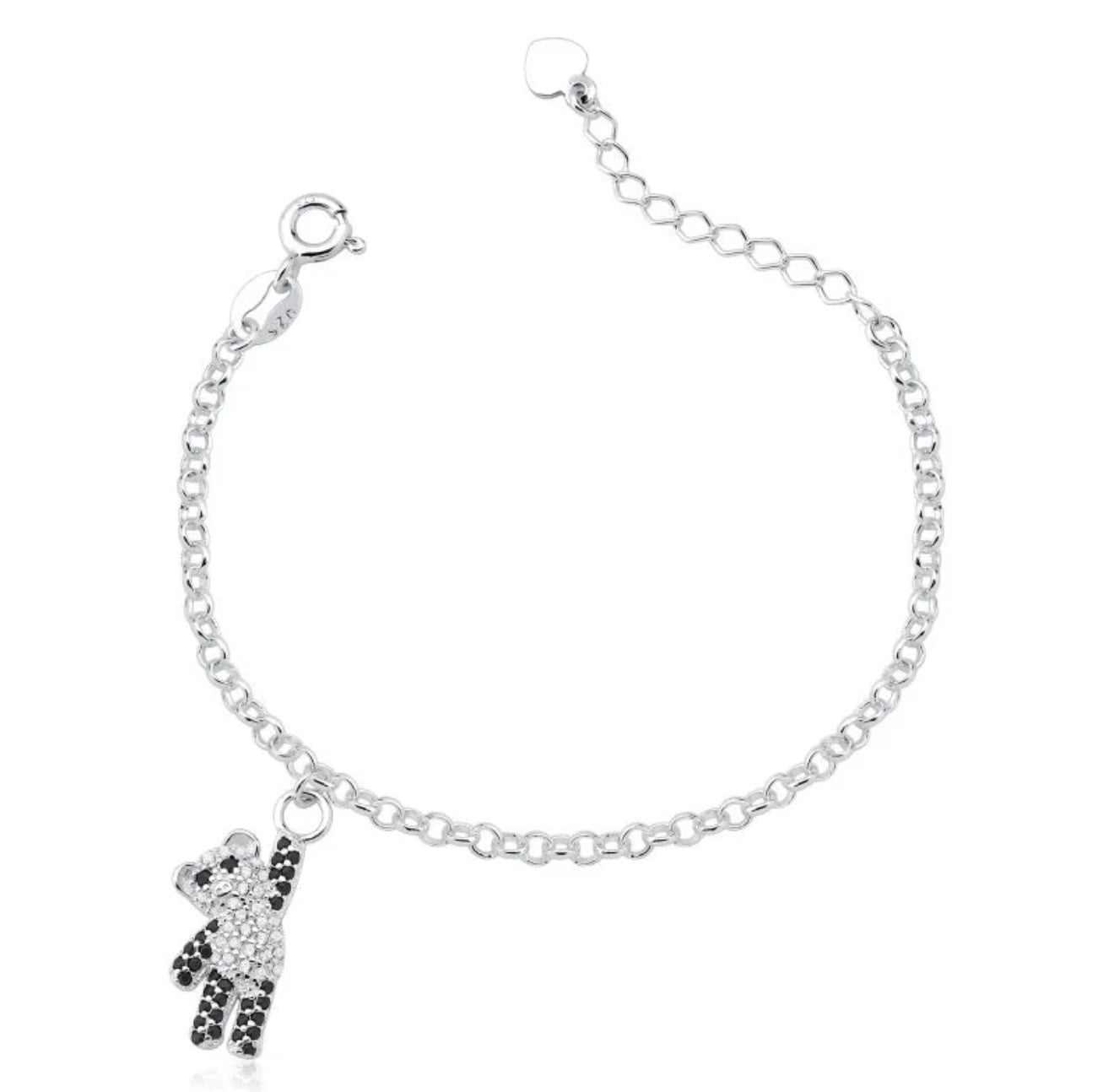 Pulseira 005 infantil 12 cm urso panda cravejado