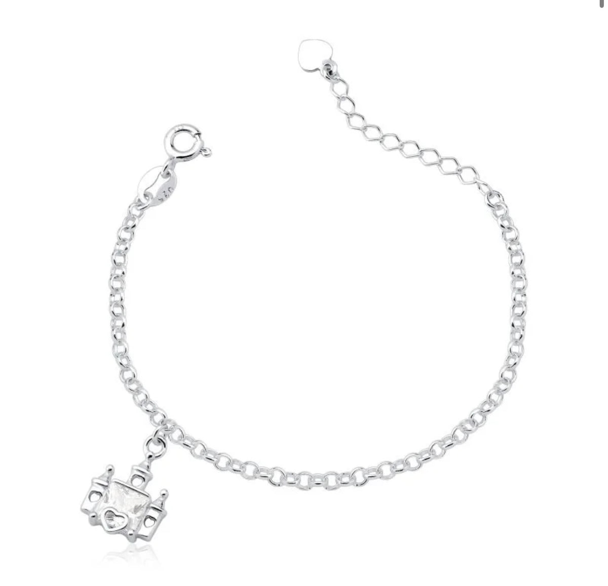 Pulseira 005 Infantil 12 cm pingente de castelo