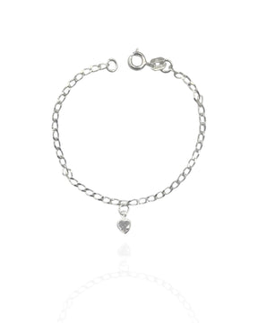 Pulseira 005 Infantil 12 cm coração cristal