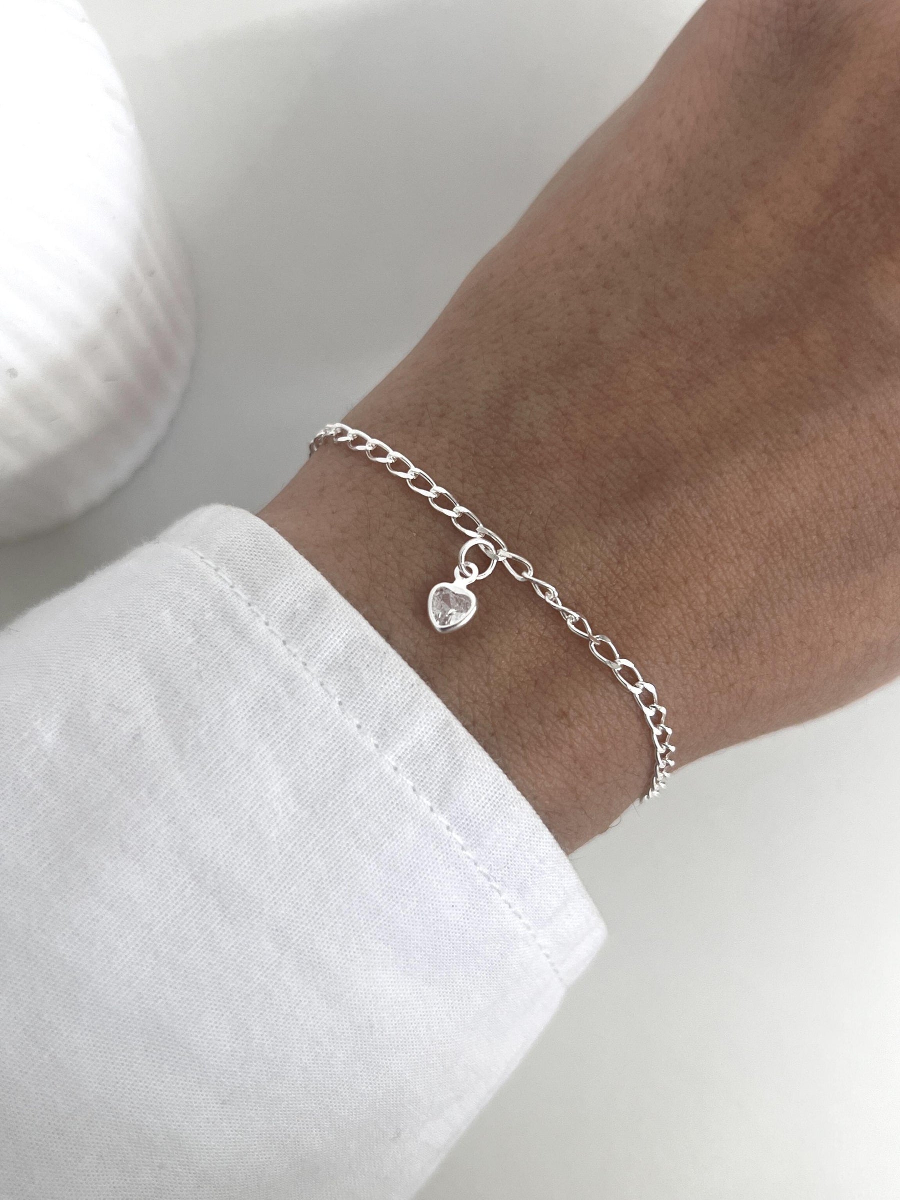 Pulseira 005 Infantil 12 cm coração cristal