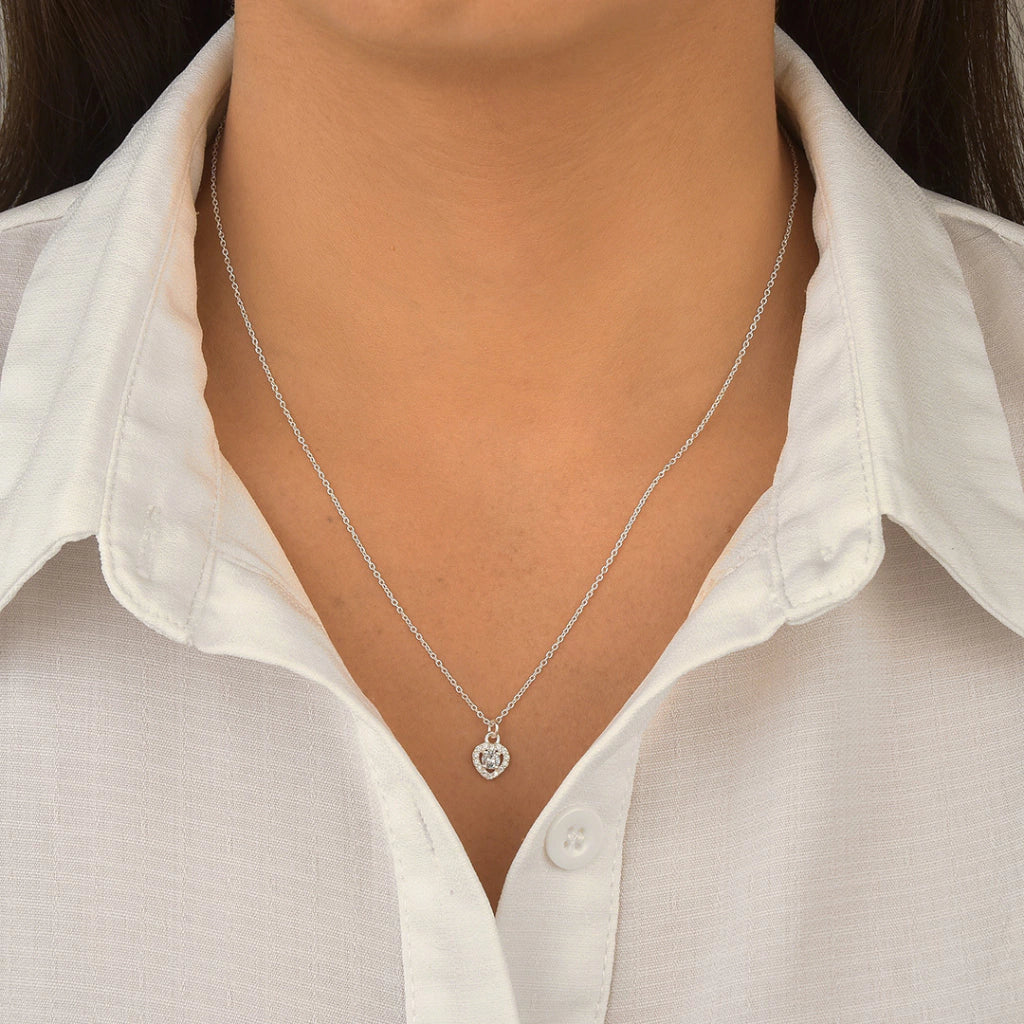 Colar 039 corrente 60cm coração cravejado