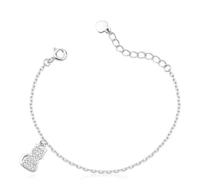 Pulseira 005 Infantil 12 cm pingente gatinho cravejado