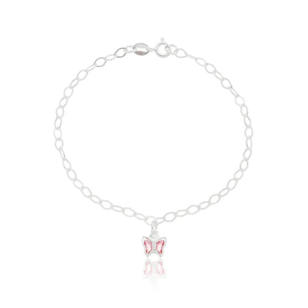 Pulseira 005 Infantil 12 cm borboleta rosa
