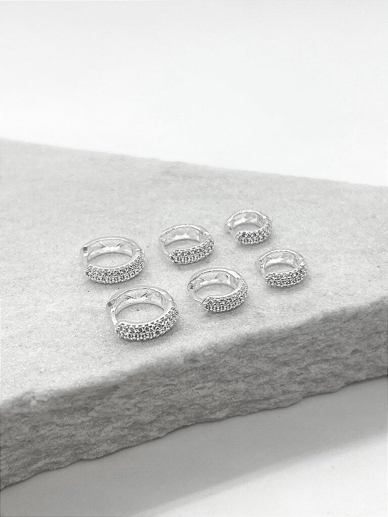 Brinco 0007 trio argola cravejada