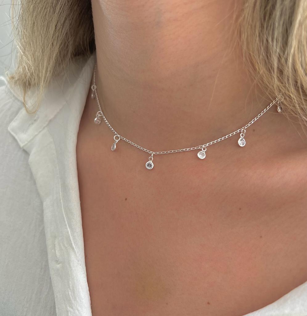 Colar 022 choker ponto de luz (e)