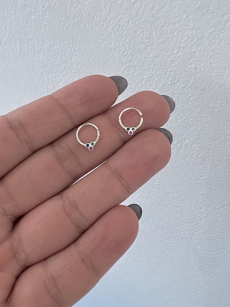 Piercing 003 três bolinhas coloridas